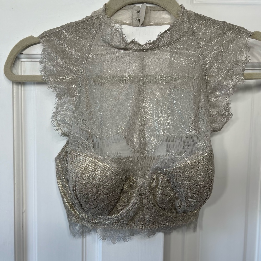 🆕 Victoria's Secret Dream Angels High Neck Chatilly Lace Demi Bra 32DD - Picture 4 of 8